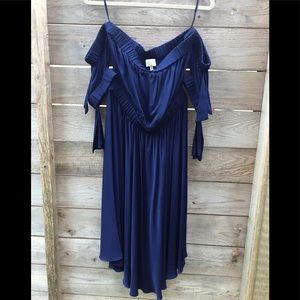 Milly Zoey marine blue off shoulder dress with bow sleeve